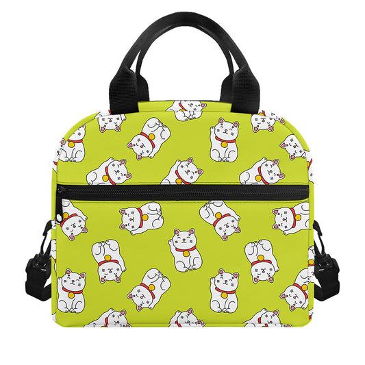 Japanese Lucky Cat Cartoon Print Insulated Lunch Bag