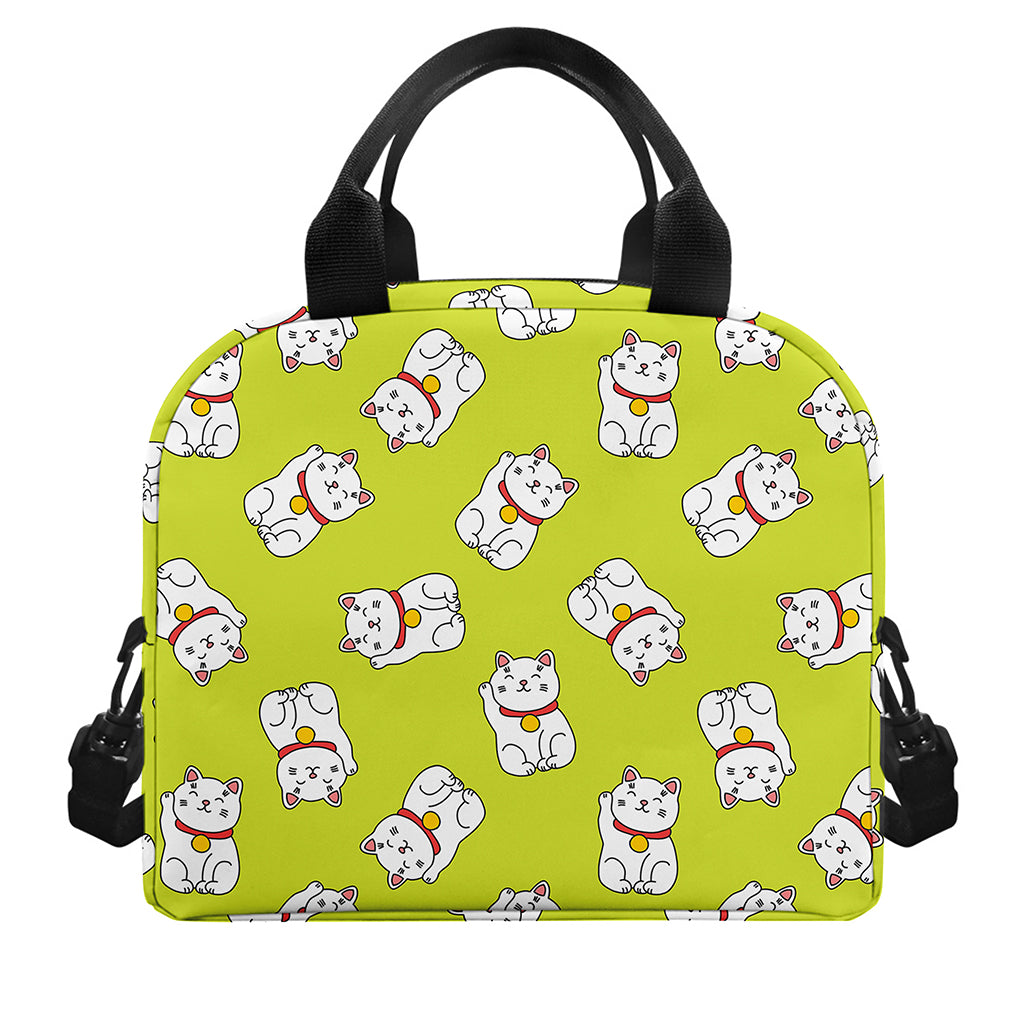 Japanese Lucky Cat Cartoon Print Insulated Lunch Bag