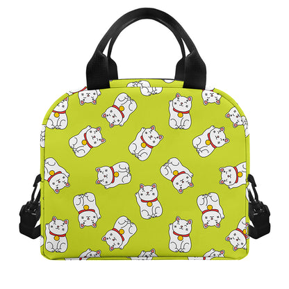 Japanese Lucky Cat Cartoon Print Insulated Lunch Bag