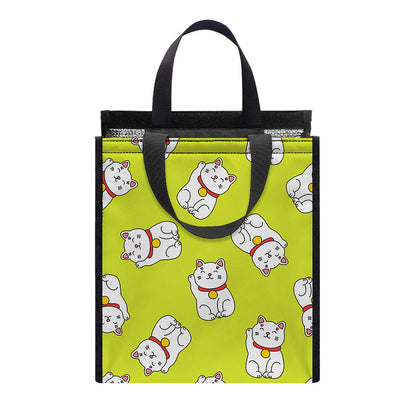 Japanese Lucky Cat Cartoon Print Insulated Lunch Tote