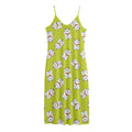 Japanese Lucky Cat Cartoon Print Jersey Midi Cami Dress
