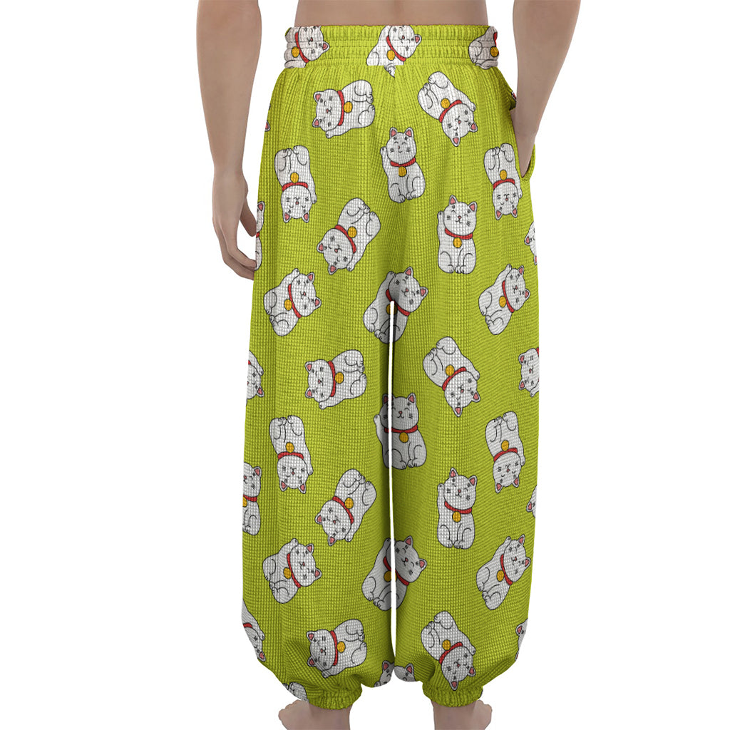 Japanese Lucky Cat Cartoon Print Lantern Pants