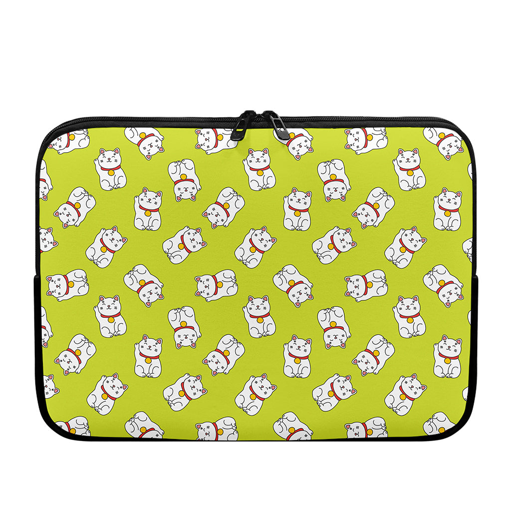 Japanese Lucky Cat Cartoon Print Laptop Sleeve