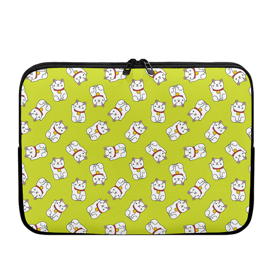 Japanese Lucky Cat Cartoon Print Laptop Sleeve