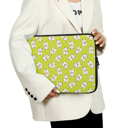 Japanese Lucky Cat Cartoon Print Laptop Sleeve