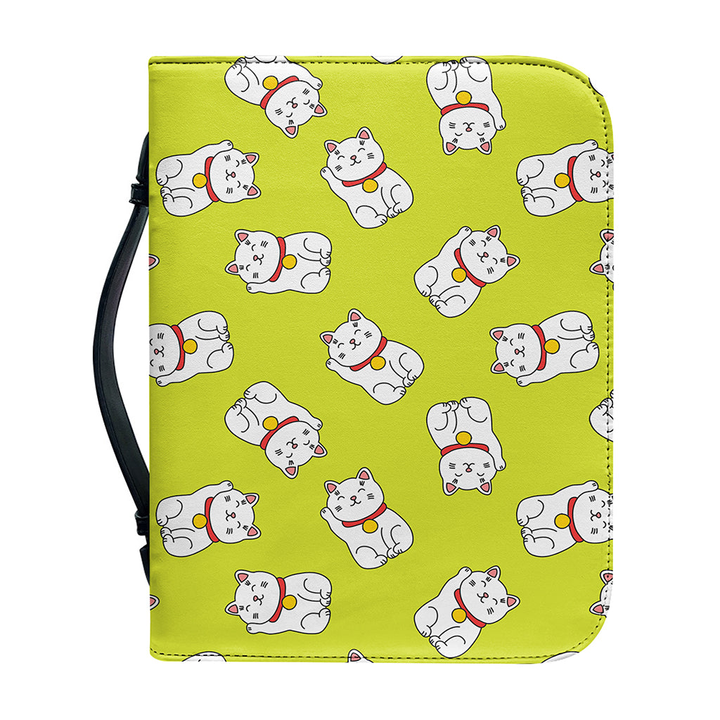 Japanese Lucky Cat Cartoon Print Leather Bible Cover