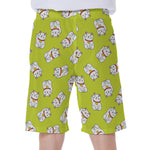 Japanese Lucky Cat Cartoon Print Men's Beach Shorts