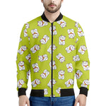 Japanese Lucky Cat Cartoon Print Men's Bomber Jacket