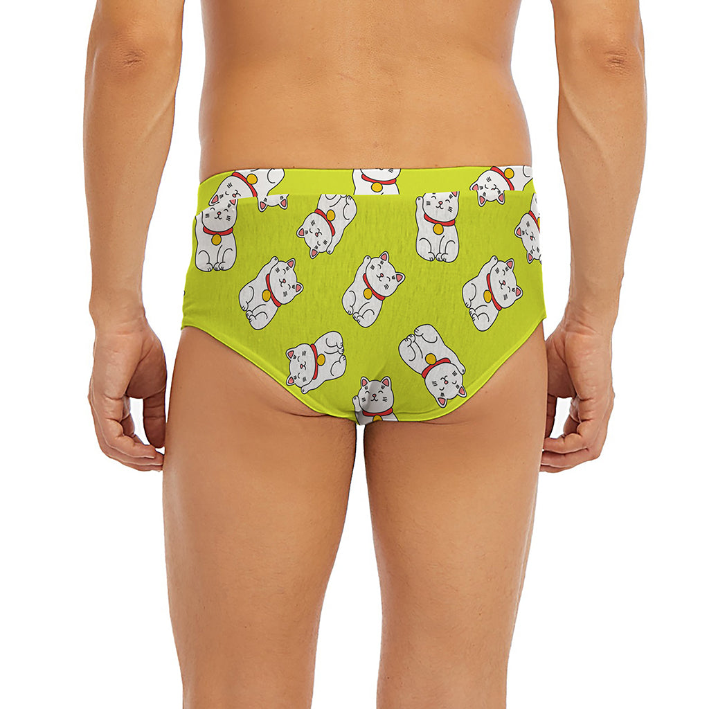 Japanese Lucky Cat Cartoon Print Men's Briefs