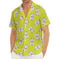 Japanese Lucky Cat Cartoon Print Men's Deep V-Neck Shirt
