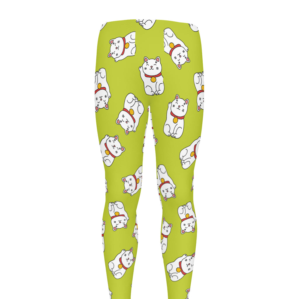 Japanese Lucky Cat Cartoon Print Men's leggings
