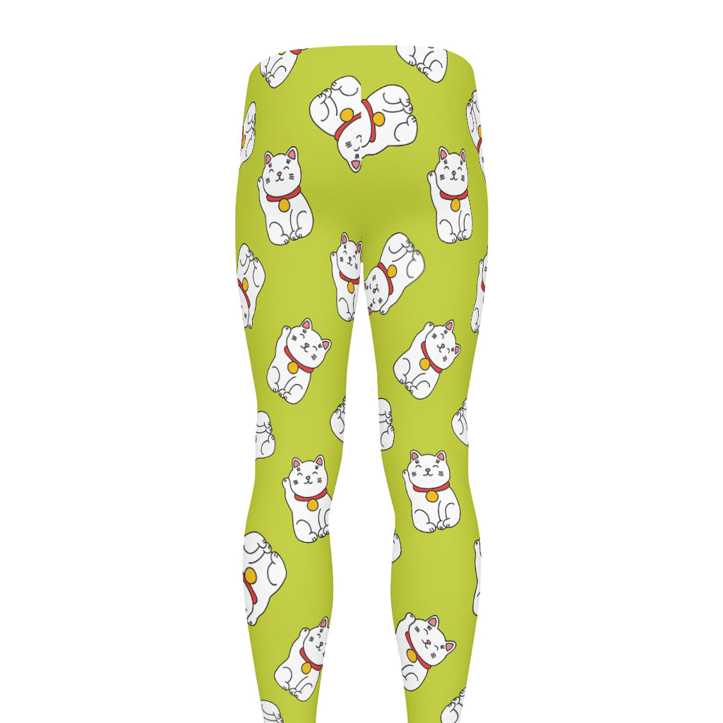 Japanese Lucky Cat Cartoon Print Men's leggings