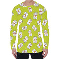 Japanese Lucky Cat Cartoon Print Men's Long Sleeve T-Shirt