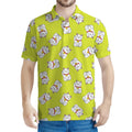 Japanese Lucky Cat Cartoon Print Men's Polo Shirt