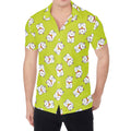 Japanese Lucky Cat Cartoon Print Men's Shirt