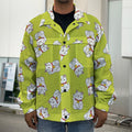 Japanese Lucky Cat Cartoon Print Men's Shirt Jacket