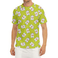 Japanese Lucky Cat Cartoon Print Men's Short Sleeve Rash Guard