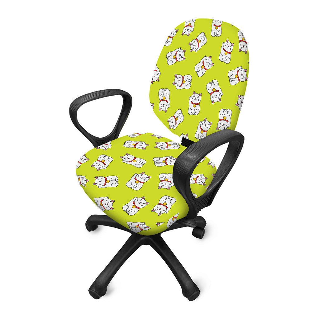 Japanese Lucky Cat Cartoon Print Office Chair Cover