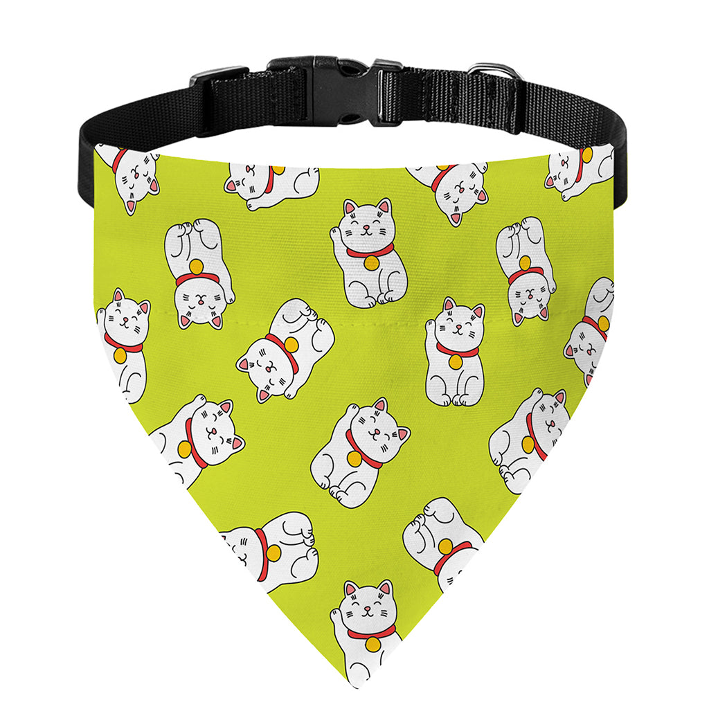 Japanese Lucky Cat Cartoon Print Over The Collar Dog Bandana