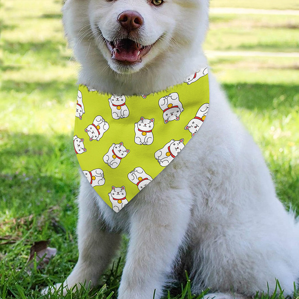 Japanese Lucky Cat Cartoon Print Over The Collar Dog Bandana