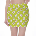 Japanese Lucky Cat Cartoon Print Pencil Mini Skirt
