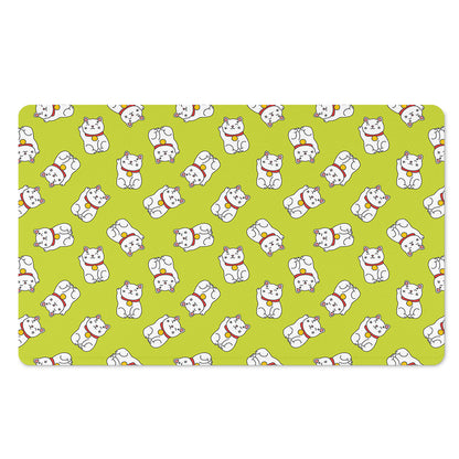 Japanese Lucky Cat Cartoon Print Polyester Doormat
