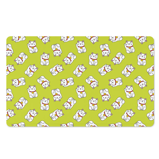 Japanese Lucky Cat Cartoon Print Polyester Doormat