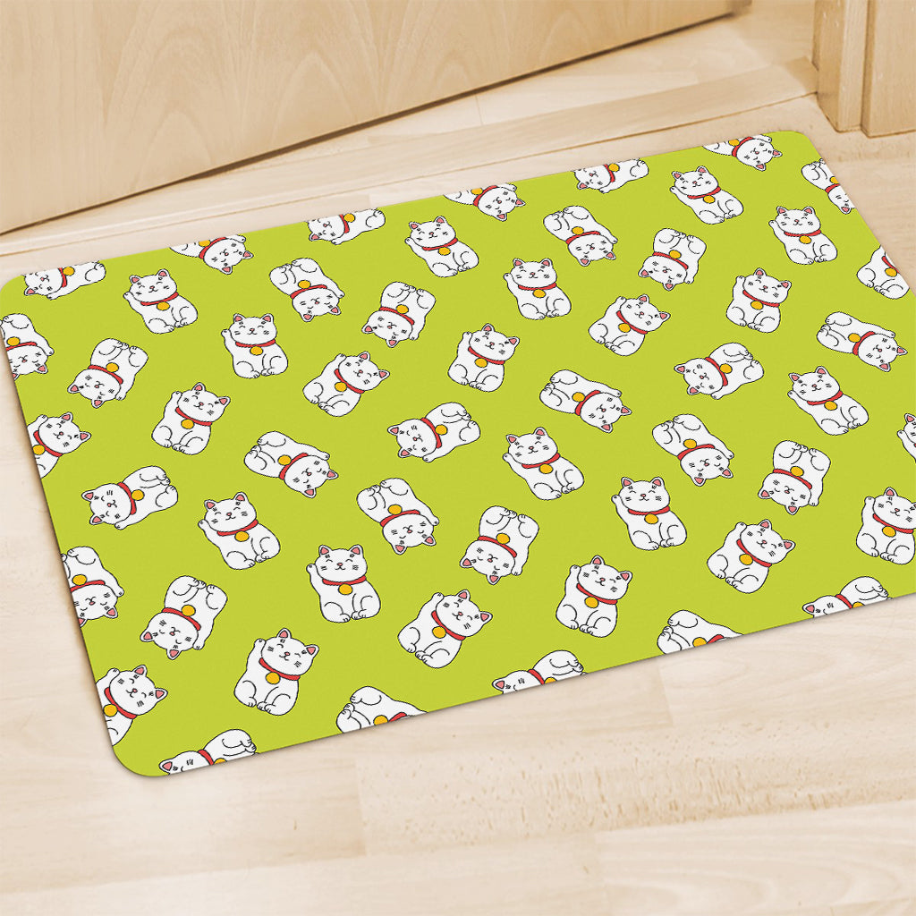 Japanese Lucky Cat Cartoon Print Polyester Doormat