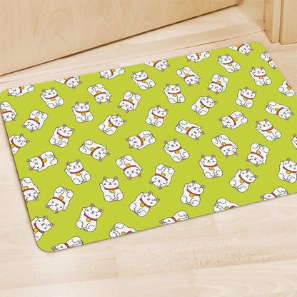 Japanese Lucky Cat Cartoon Print Polyester Doormat