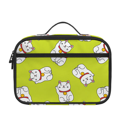 Japanese Lucky Cat Cartoon Print Portable Lunch Bag