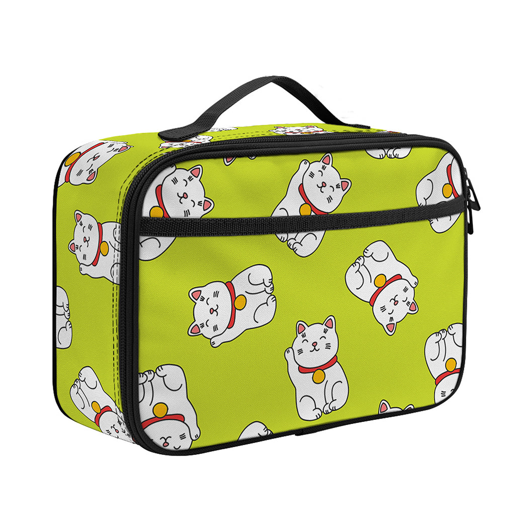 Japanese Lucky Cat Cartoon Print Portable Lunch Bag
