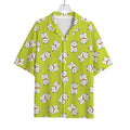 Japanese Lucky Cat Cartoon Print Rayon Hawaiian Shirt