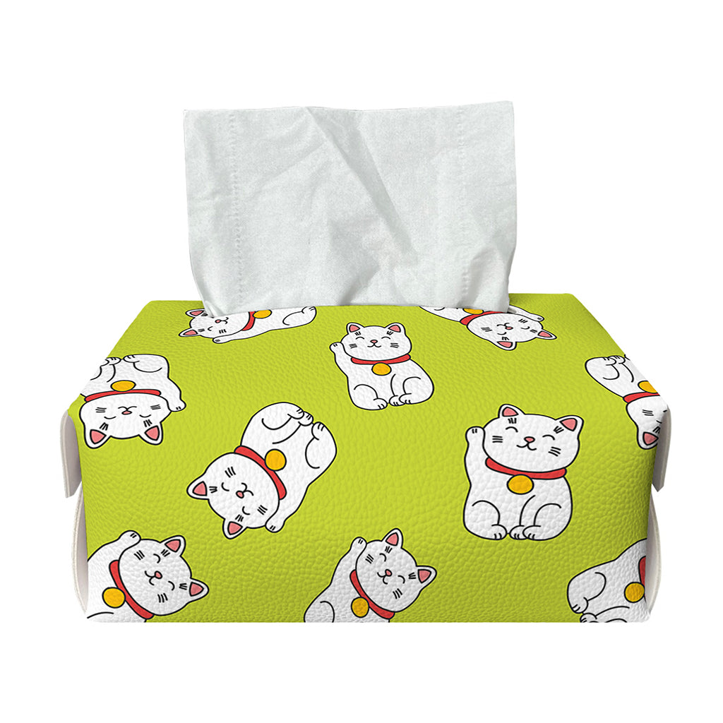 Japanese Lucky Cat Cartoon Print Rectangle Tissue Box Cover
