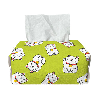 Japanese Lucky Cat Cartoon Print Rectangle Tissue Box Cover