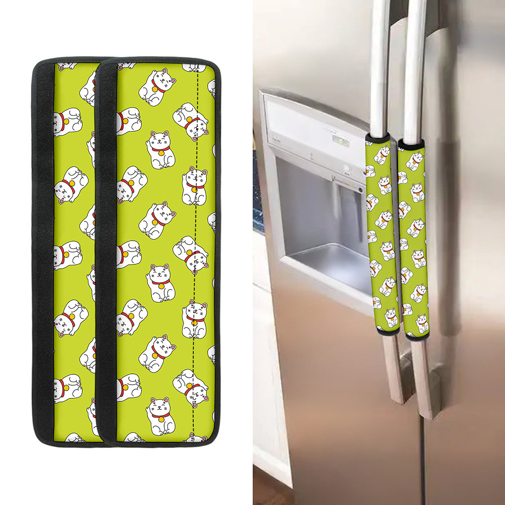 Japanese Lucky Cat Cartoon Print Refrigerator Handle Covers