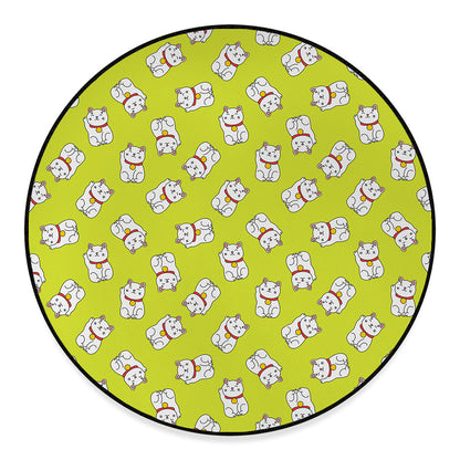 Japanese Lucky Cat Cartoon Print Round Floor Mat
