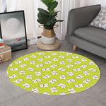 Japanese Lucky Cat Cartoon Print Round Rug