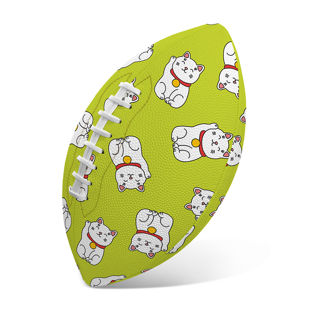 Japanese Lucky Cat Cartoon Print Rugby Ball