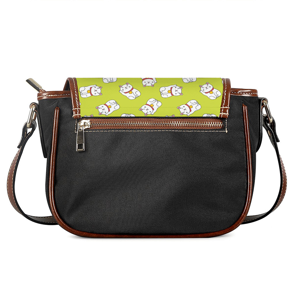 Japanese Lucky Cat Cartoon Print Saddle Bag