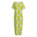 Japanese Lucky Cat Cartoon Print Short Sleeve Long Nightdress