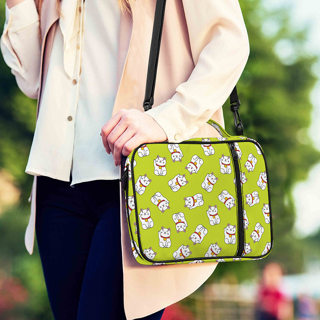 Japanese Lucky Cat Cartoon Print Shoulder Strap Bible Bag