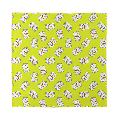 Japanese Lucky Cat Cartoon Print Silk Bandana