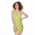 Japanese Lucky Cat Cartoon Print Sleeveless Bodycon Dress