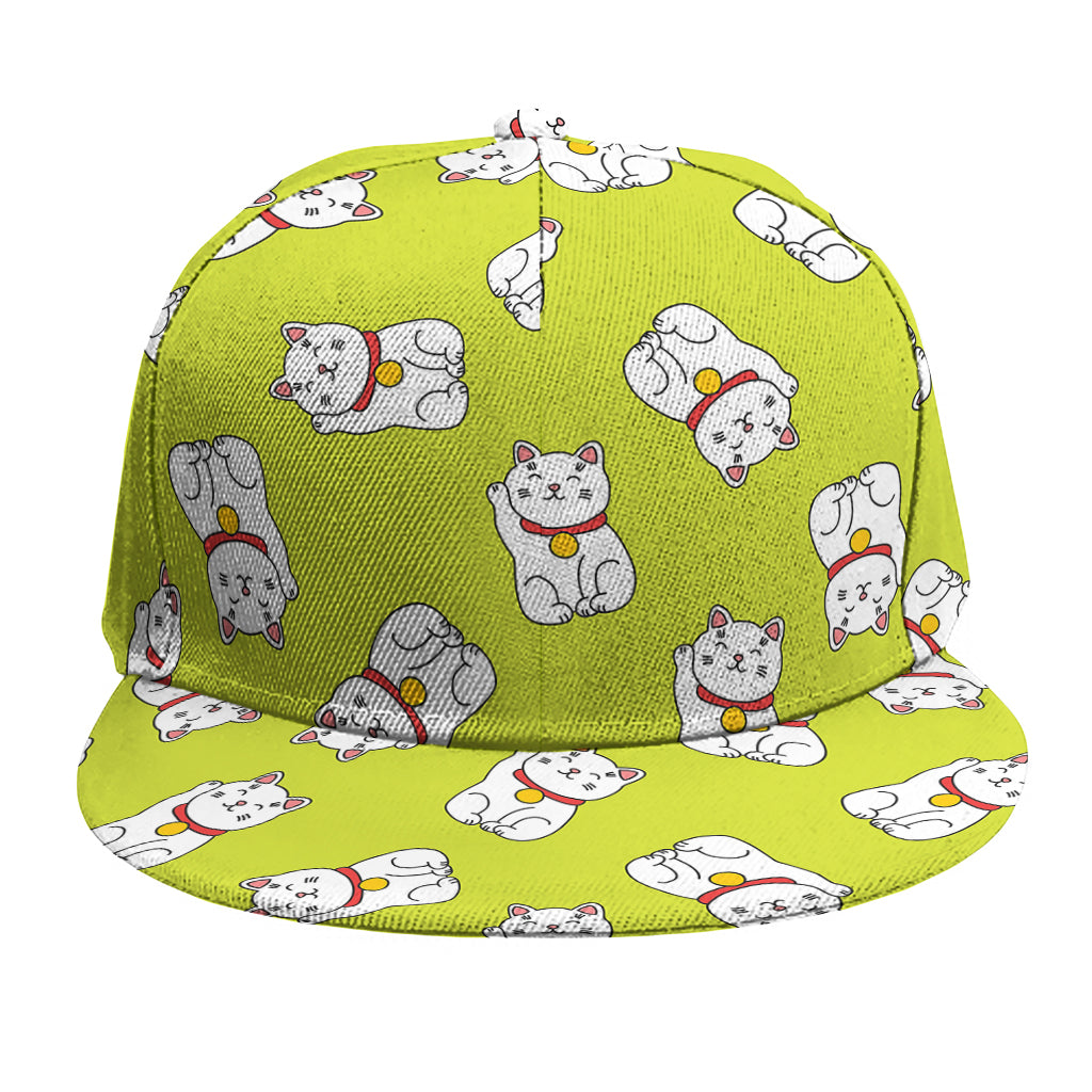 Japanese Lucky Cat Cartoon Print Snapback Cap