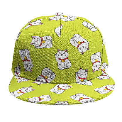 Japanese Lucky Cat Cartoon Print Snapback Cap