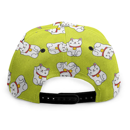 Japanese Lucky Cat Cartoon Print Snapback Cap