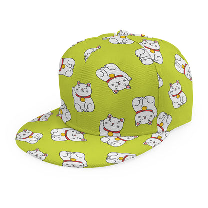 Japanese Lucky Cat Cartoon Print Snapback Cap