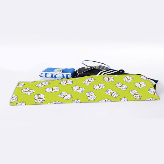 Japanese Lucky Cat Cartoon Print Sports Towel
