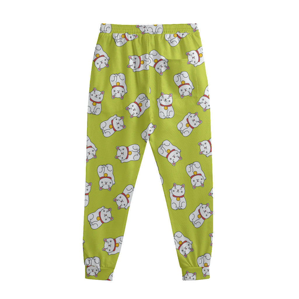 Japanese Lucky Cat Cartoon Print Sweatpants