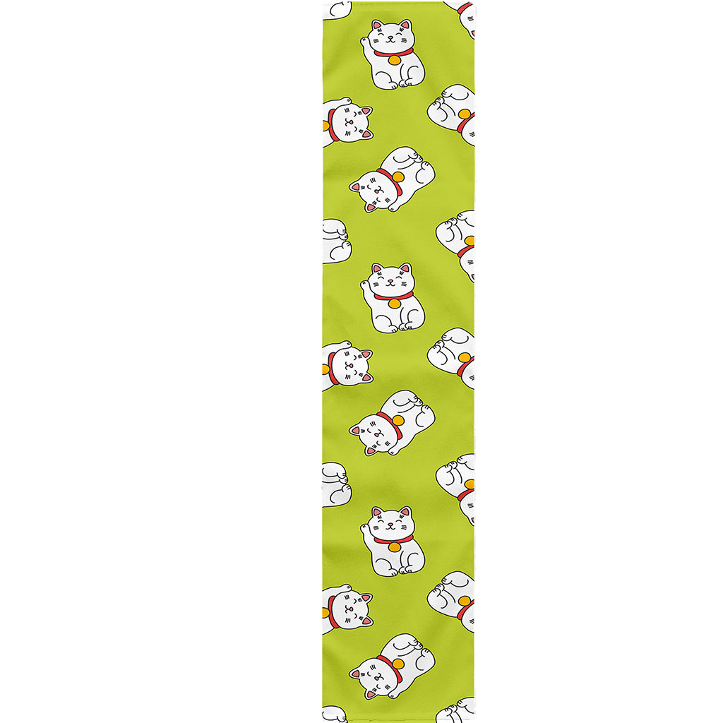 Japanese Lucky Cat Cartoon Print Table Runner